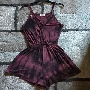 Burgundy and Balck marble Romper